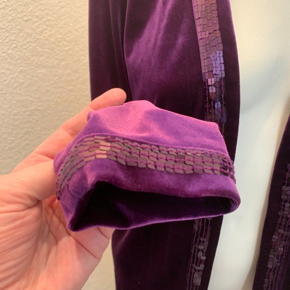 Quacker Factory purple velvet sequin jacket size M excellent condition - Picture 3 of 12